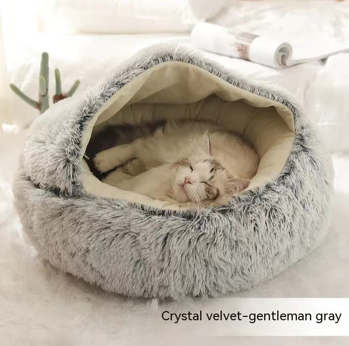 Warm Round Plush Pet Bed House