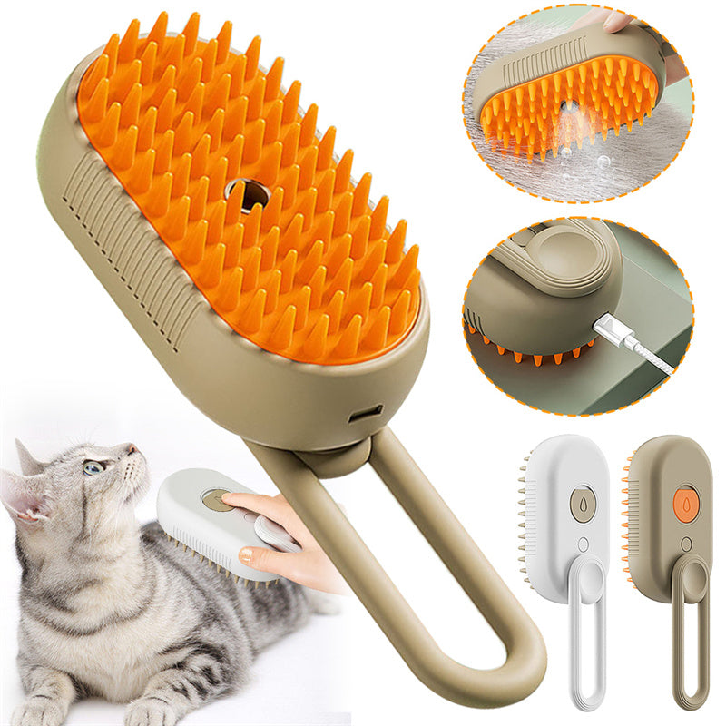 3-in-1 Electric Spray Grooming Brush for Hair Removal & Massage