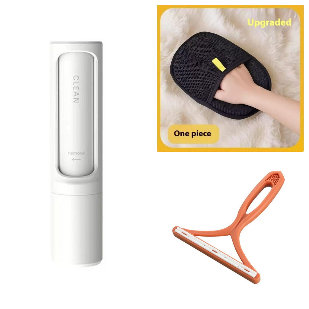 2-in-1 Reusable Pet Hair Remover – Self-Cleaning Lint Roller Brush