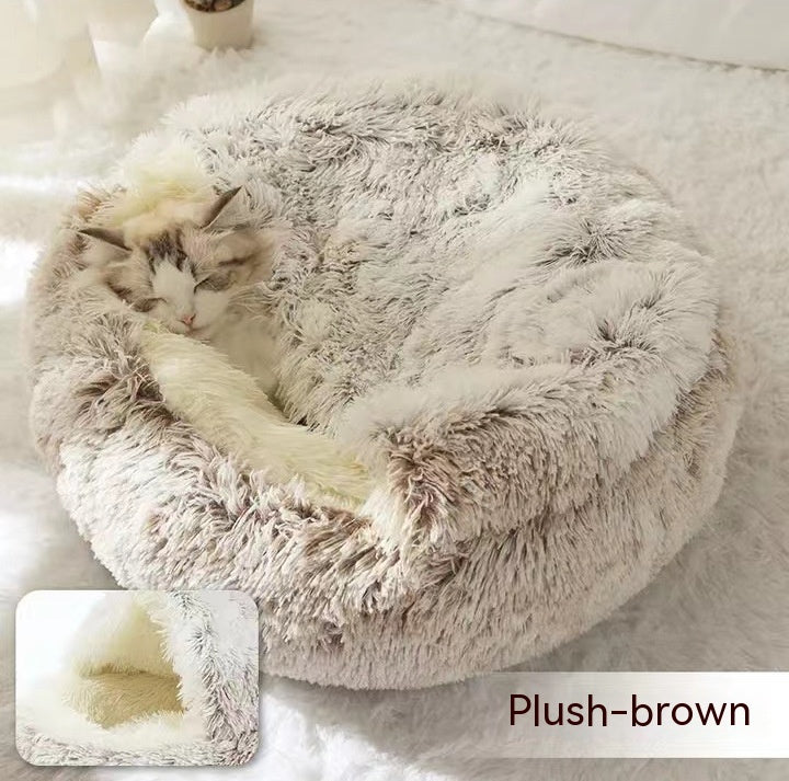 Warm Round Plush Pet Bed House